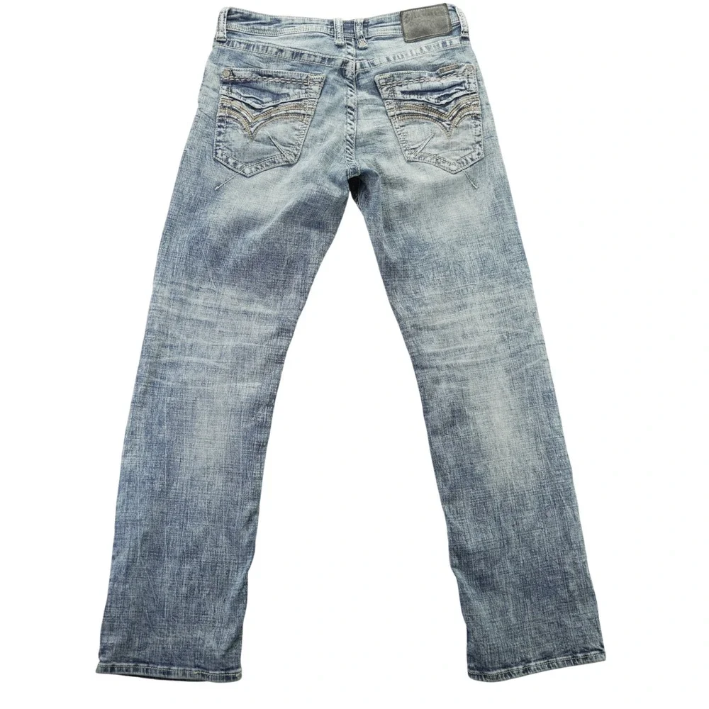 Salvage Mayhem Straight Regular‎ Fit Light Wash Jeans Buckle Exclusive 31x32